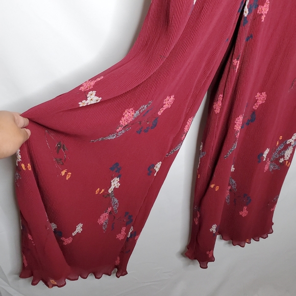 Keepsake Night Fall Floral Printed V-Neck Open Back Jumpsuit Cutout Wide Leg - Picture 4 of 8